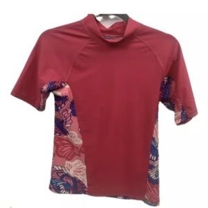 Patagonia Girls Hot Pink‎ With Butterfly Print Swim Top Rashguard Size XL 14 EUC